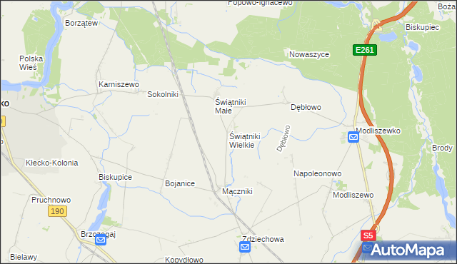 mapa Świątniki Wielkie, Świątniki Wielkie na mapie Targeo