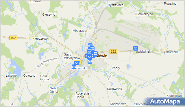 mapa Świdwin, Świdwin na mapie Targeo