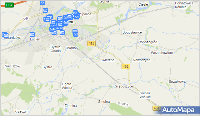 mapa Świerzna, Świerzna na mapie Targeo