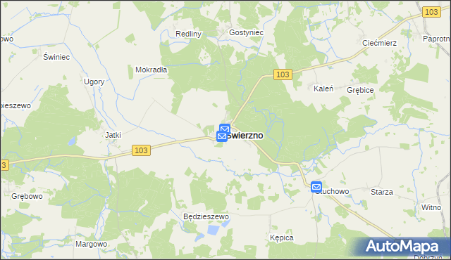 mapa Świerzno powiat kamieński, Świerzno powiat kamieński na mapie Targeo