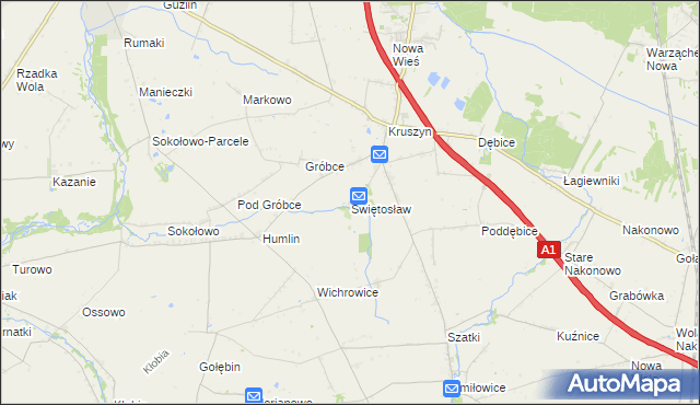 mapa Świętosław gmina Włocławek, Świętosław gmina Włocławek na mapie Targeo