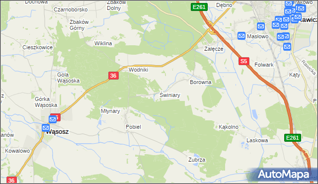 mapa Świniary gmina Wąsosz, Świniary gmina Wąsosz na mapie Targeo