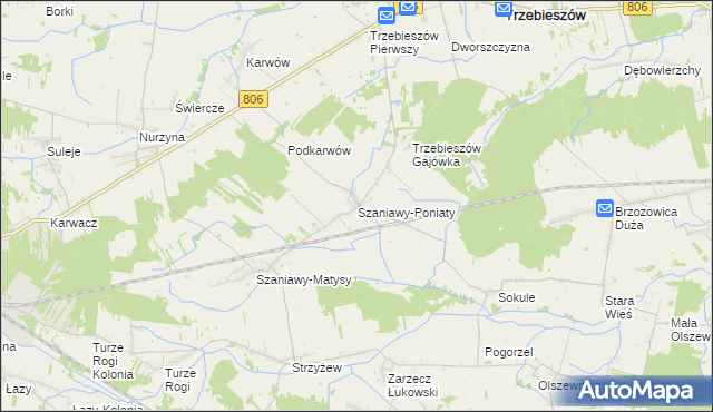 mapa Szaniawy-Poniaty, Szaniawy-Poniaty na mapie Targeo