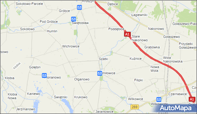 mapa Szatki gmina Choceń, Szatki gmina Choceń na mapie Targeo