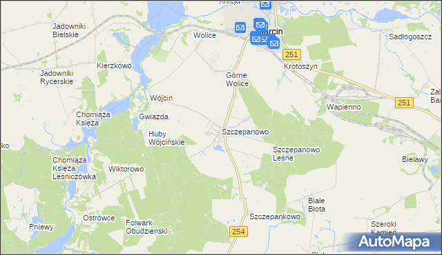 mapa Szczepanowo, Szczepanowo na mapie Targeo