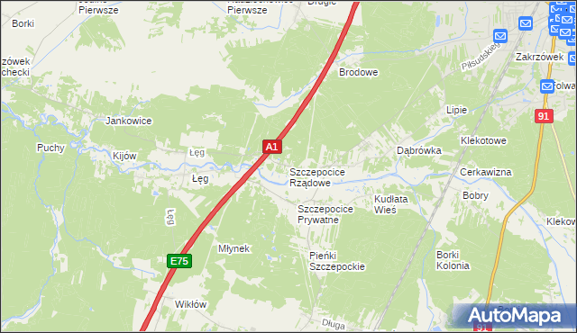 mapa Szczepocice Rządowe, Szczepocice Rządowe na mapie Targeo