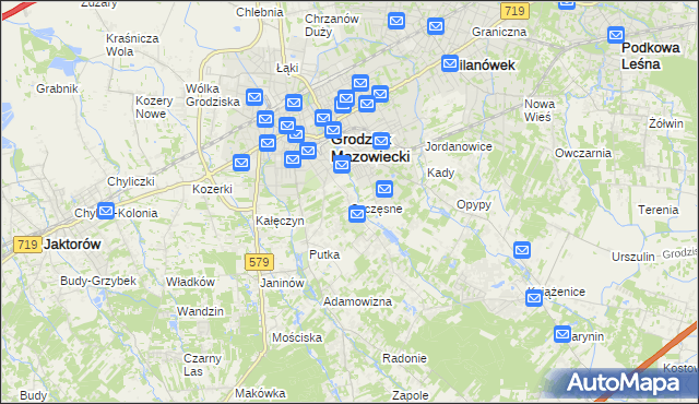 mapa Szczęsne gmina Grodzisk Mazowiecki, Szczęsne gmina Grodzisk Mazowiecki na mapie Targeo