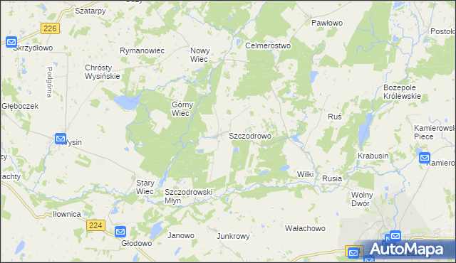 mapa Szczodrowo gmina Skarszewy, Szczodrowo gmina Skarszewy na mapie Targeo