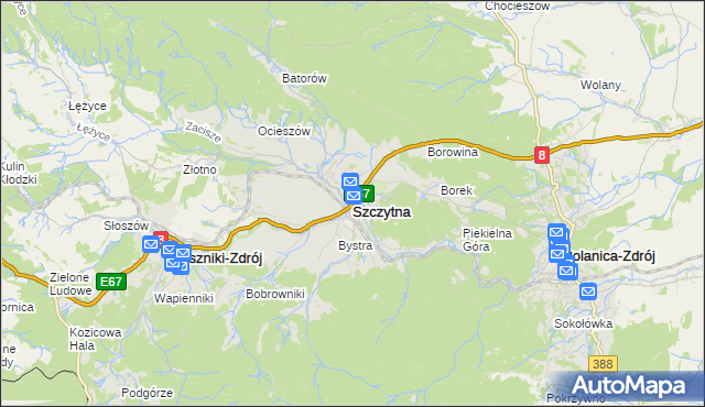 mapa Szczytna powiat kłodzki, Szczytna powiat kłodzki na mapie Targeo