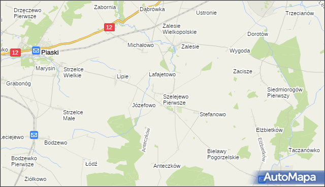 mapa Szelejewo Pierwsze, Szelejewo Pierwsze na mapie Targeo