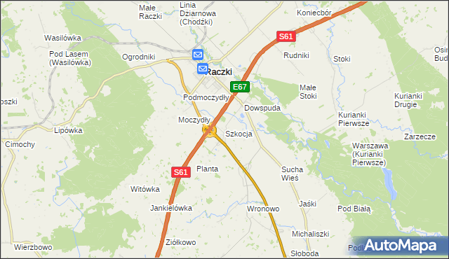 mapa Szkocja gmina Raczki, Szkocja gmina Raczki na mapie Targeo