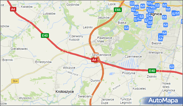 mapa Szymanowice gmina Krotoszyce, Szymanowice gmina Krotoszyce na mapie Targeo