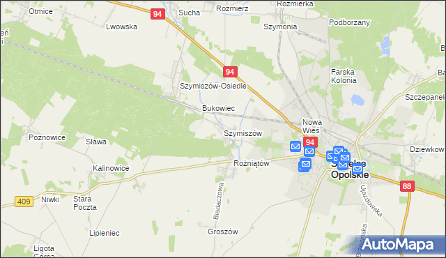 mapa Szymiszów, Szymiszów na mapie Targeo