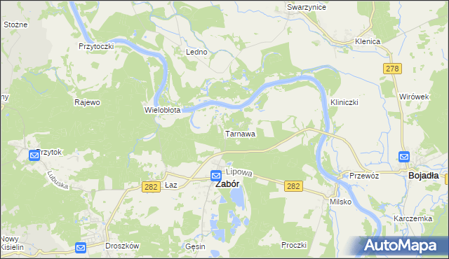 mapa Tarnawa gmina Zabór, Tarnawa gmina Zabór na mapie Targeo