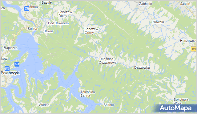 mapa Teleśnica Oszwarowa, Teleśnica Oszwarowa na mapie Targeo