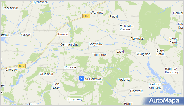 mapa Teodorów gmina Krzywda, Teodorów gmina Krzywda na mapie Targeo