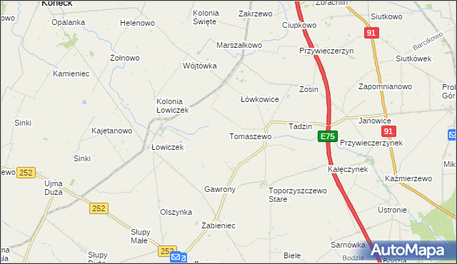 mapa Tomaszewo gmina Bądkowo, Tomaszewo gmina Bądkowo na mapie Targeo