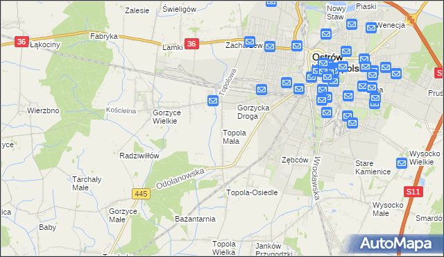 mapa Topola Mała, Topola Mała na mapie Targeo