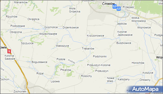 mapa Trębanów, Trębanów na mapie Targeo