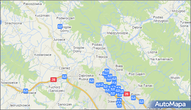 mapa Trepcza, Trepcza na mapie Targeo