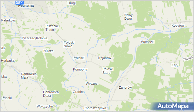 mapa Trojanów gmina Piszczac, Trojanów gmina Piszczac na mapie Targeo