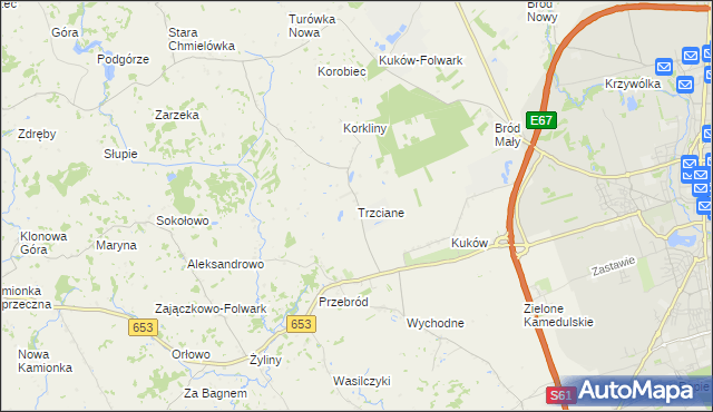 mapa Trzciane, Trzciane na mapie Targeo