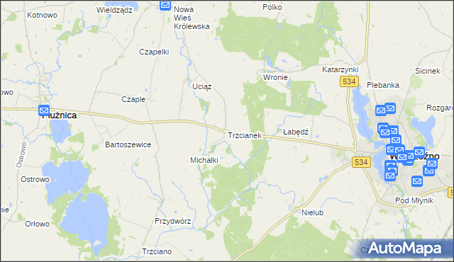 mapa Trzcianek, Trzcianek na mapie Targeo