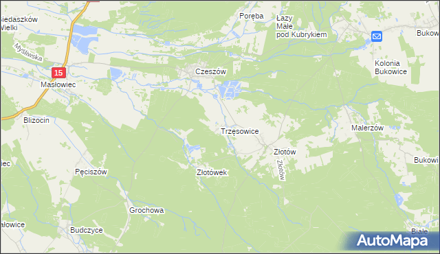 mapa Trzęsowice, Trzęsowice na mapie Targeo