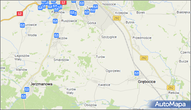 mapa Turów gmina Głogów, Turów gmina Głogów na mapie Targeo