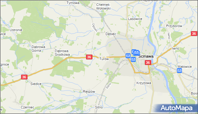 mapa Turów gmina Ścinawa, Turów gmina Ścinawa na mapie Targeo