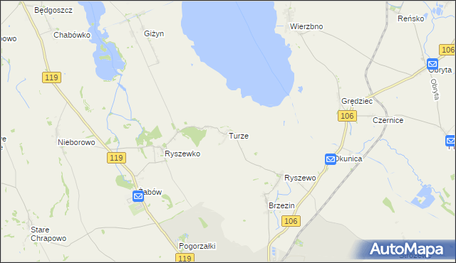 mapa Turze gmina Pyrzyce, Turze gmina Pyrzyce na mapie Targeo