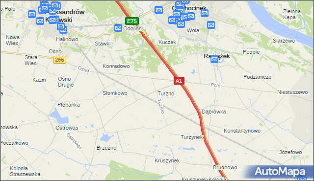 mapa Turzno gmina Raciążek, Turzno gmina Raciążek na mapie Targeo