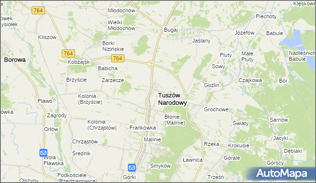 mapa Tuszów Narodowy, Tuszów Narodowy na mapie Targeo