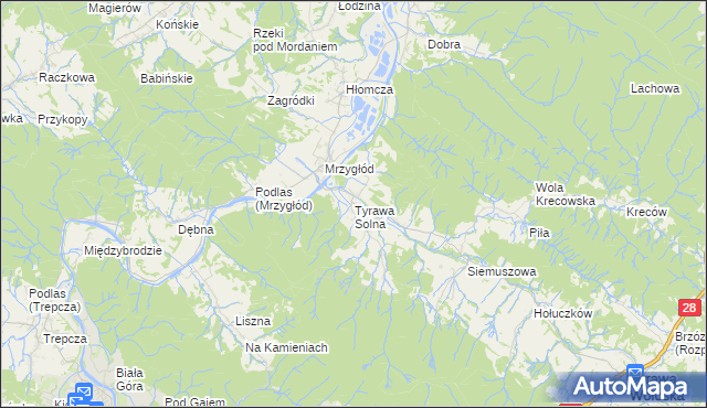 mapa Tyrawa Solna, Tyrawa Solna na mapie Targeo