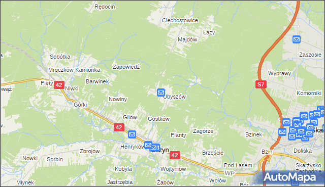 mapa Ubyszów, Ubyszów na mapie Targeo