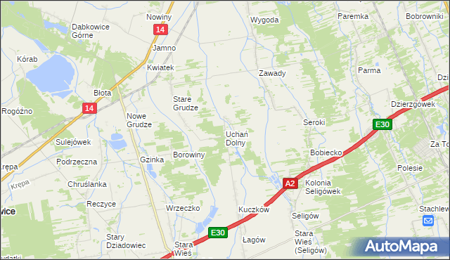 mapa Uchań Dolny, Uchań Dolny na mapie Targeo