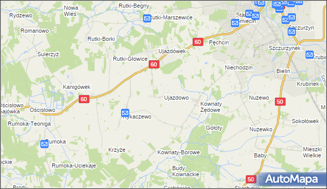 mapa Ujazdowo gmina Ciechanów, Ujazdowo gmina Ciechanów na mapie Targeo