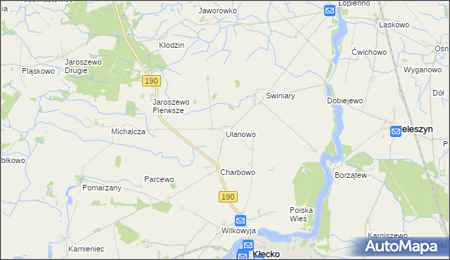 mapa Ułanowo, Ułanowo na mapie Targeo