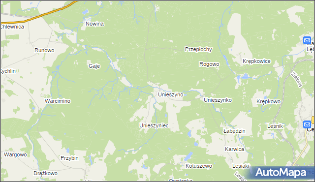 mapa Unieszyno, Unieszyno na mapie Targeo