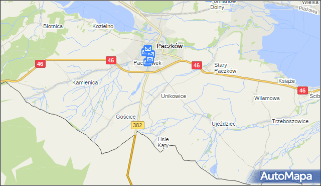 mapa Unikowice, Unikowice na mapie Targeo