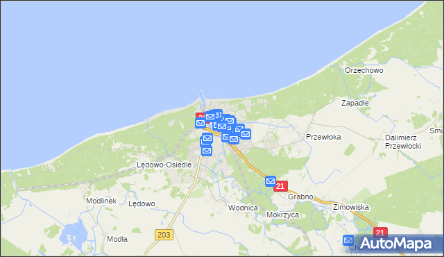 mapa Ustka, Ustka na mapie Targeo