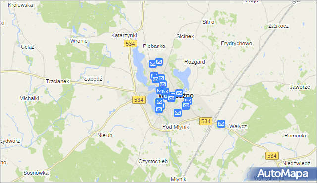 mapa Wąbrzeźno, Wąbrzeźno na mapie Targeo