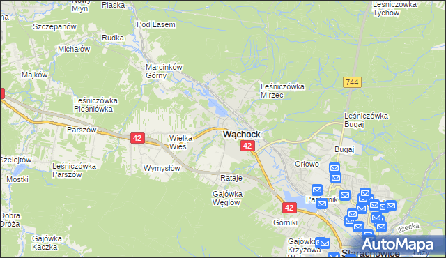 mapa Wąchock, Wąchock na mapie Targeo