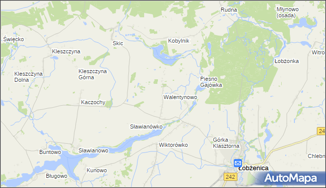 mapa Walentynowo gmina Łobżenica, Walentynowo gmina Łobżenica na mapie Targeo