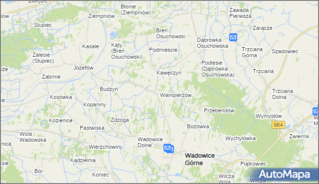 mapa Wampierzów, Wampierzów na mapie Targeo