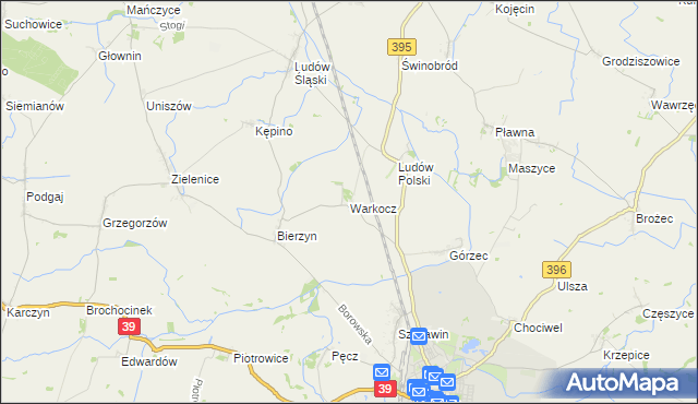 mapa Warkocz gmina Strzelin, Warkocz gmina Strzelin na mapie Targeo