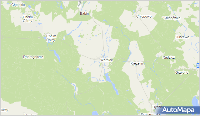 mapa Warnice gmina Dębno, Warnice gmina Dębno na mapie Targeo