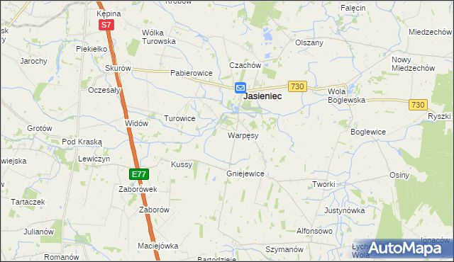 mapa Warpęsy, Warpęsy na mapie Targeo