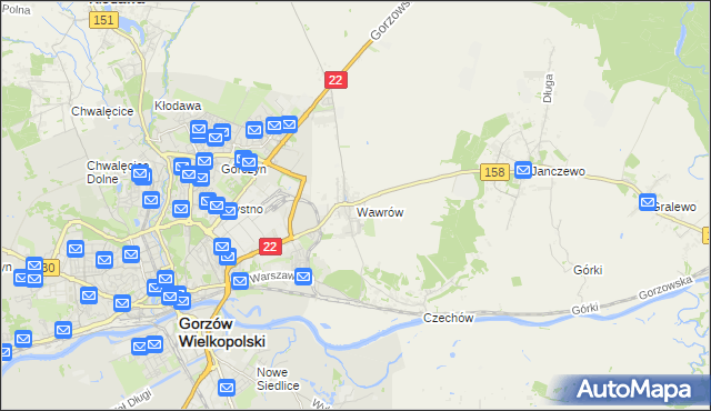 mapa Wawrów, Wawrów na mapie Targeo