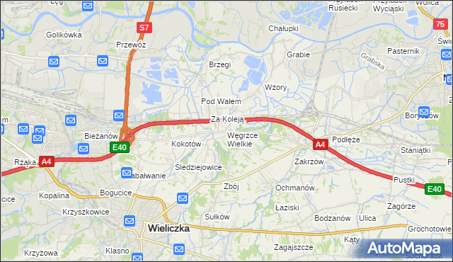 mapa Węgrzce Wielkie, Węgrzce Wielkie na mapie Targeo